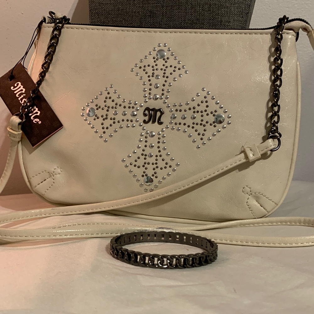Miss Me Ivory Crossbody Bag with Chain Strap